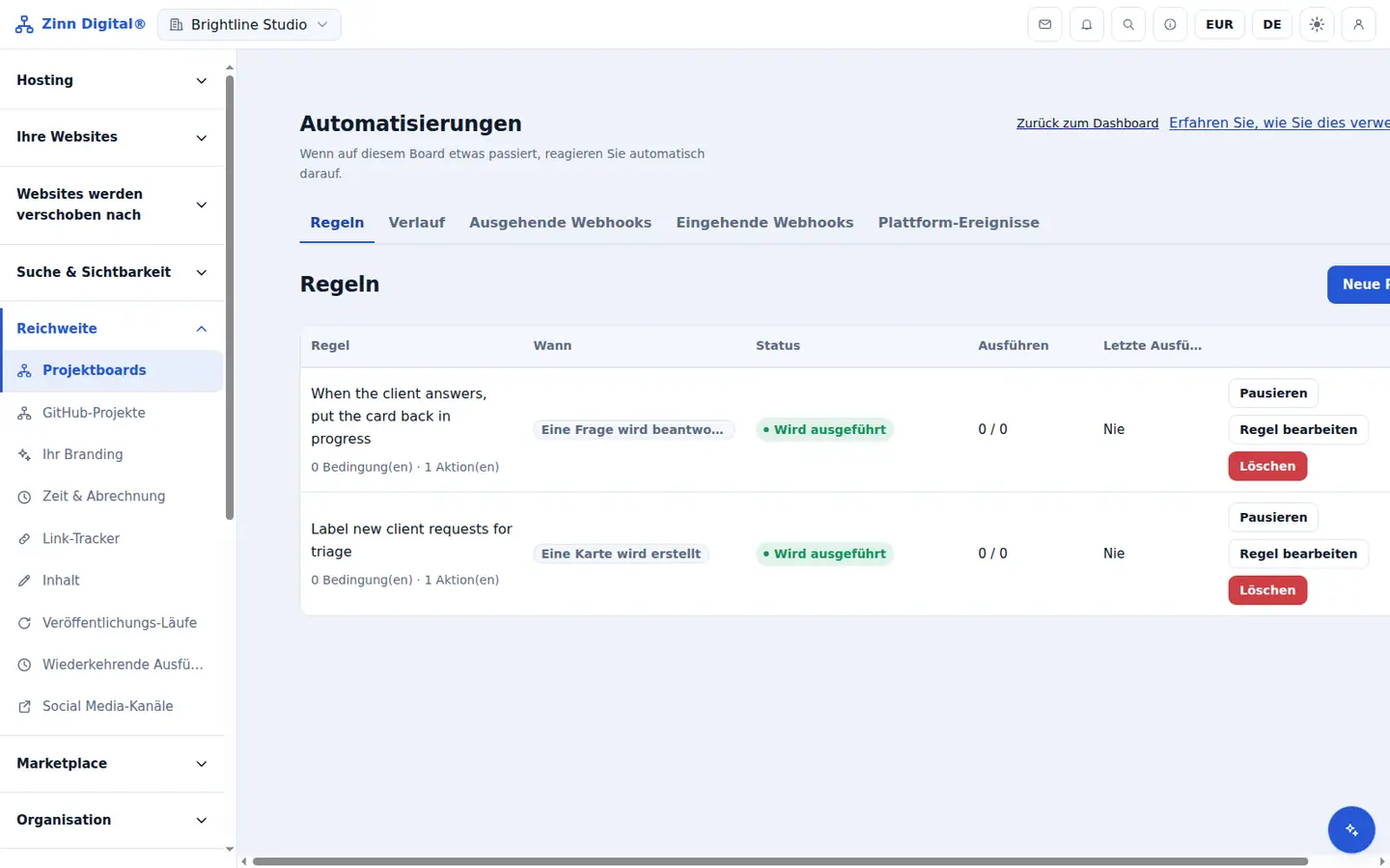 Automations and webhooks